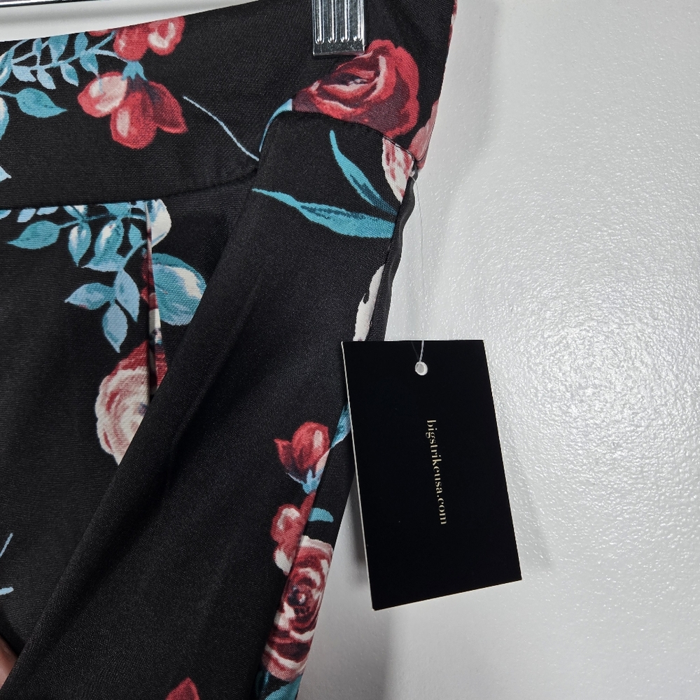 NEW Heart Soul Black Floral Pleated Front A-Line Skirt Juniors Size 9 - Picture 6 of 13